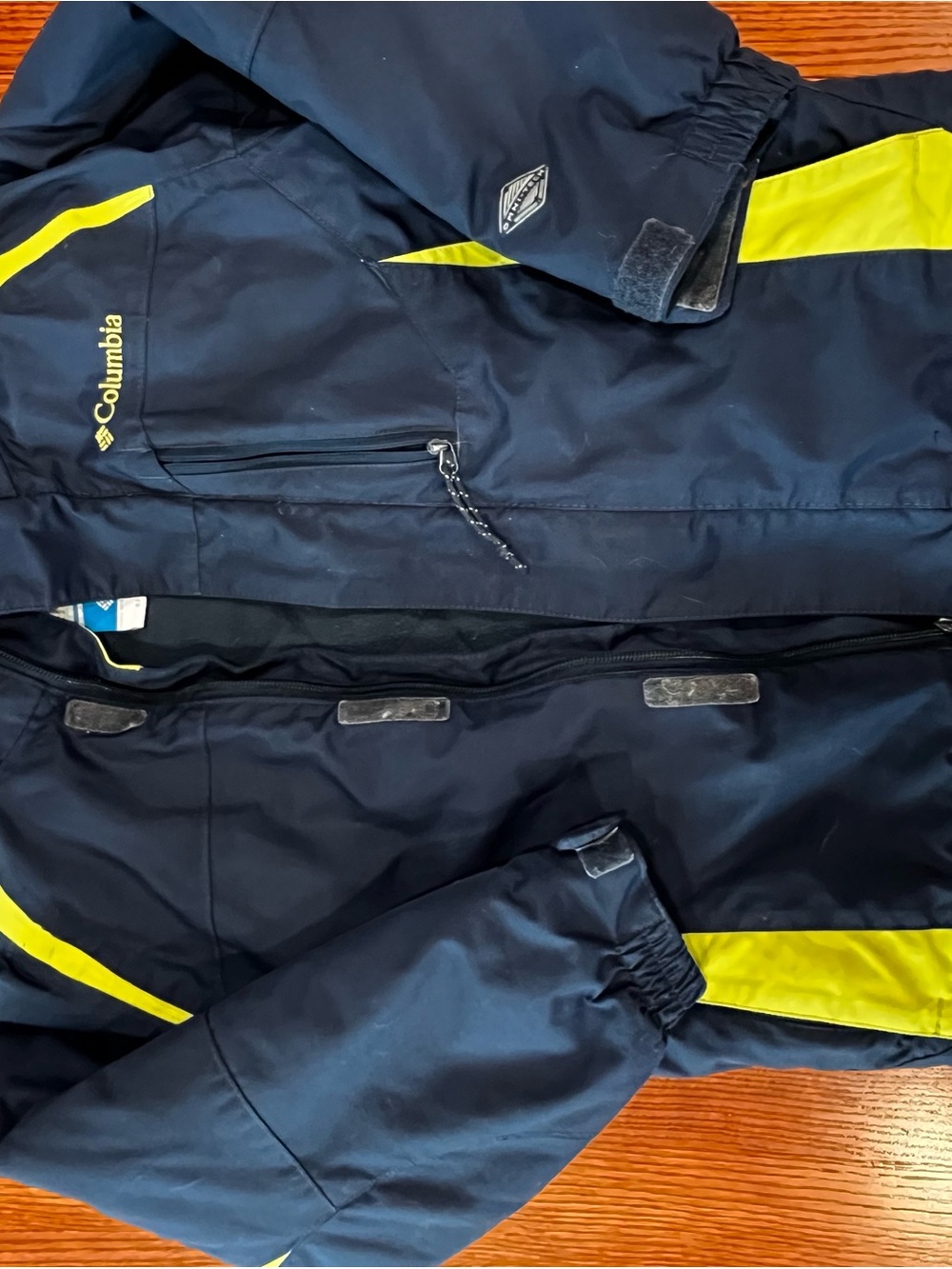Columbia Navy Jacket with Yellow Accents - Kids Winter Coat